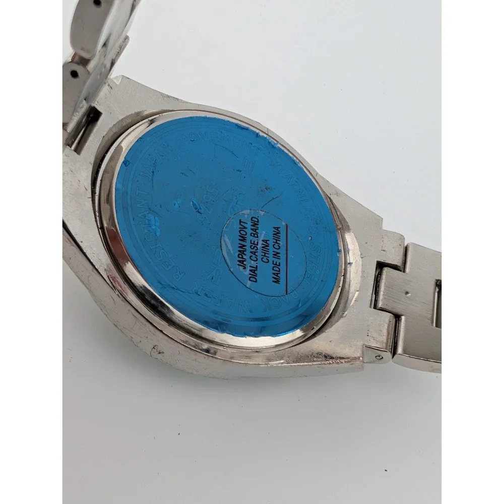 Blingstar Watch Men 50mm‎ Case Rhinestone Bezel Silver 8.5